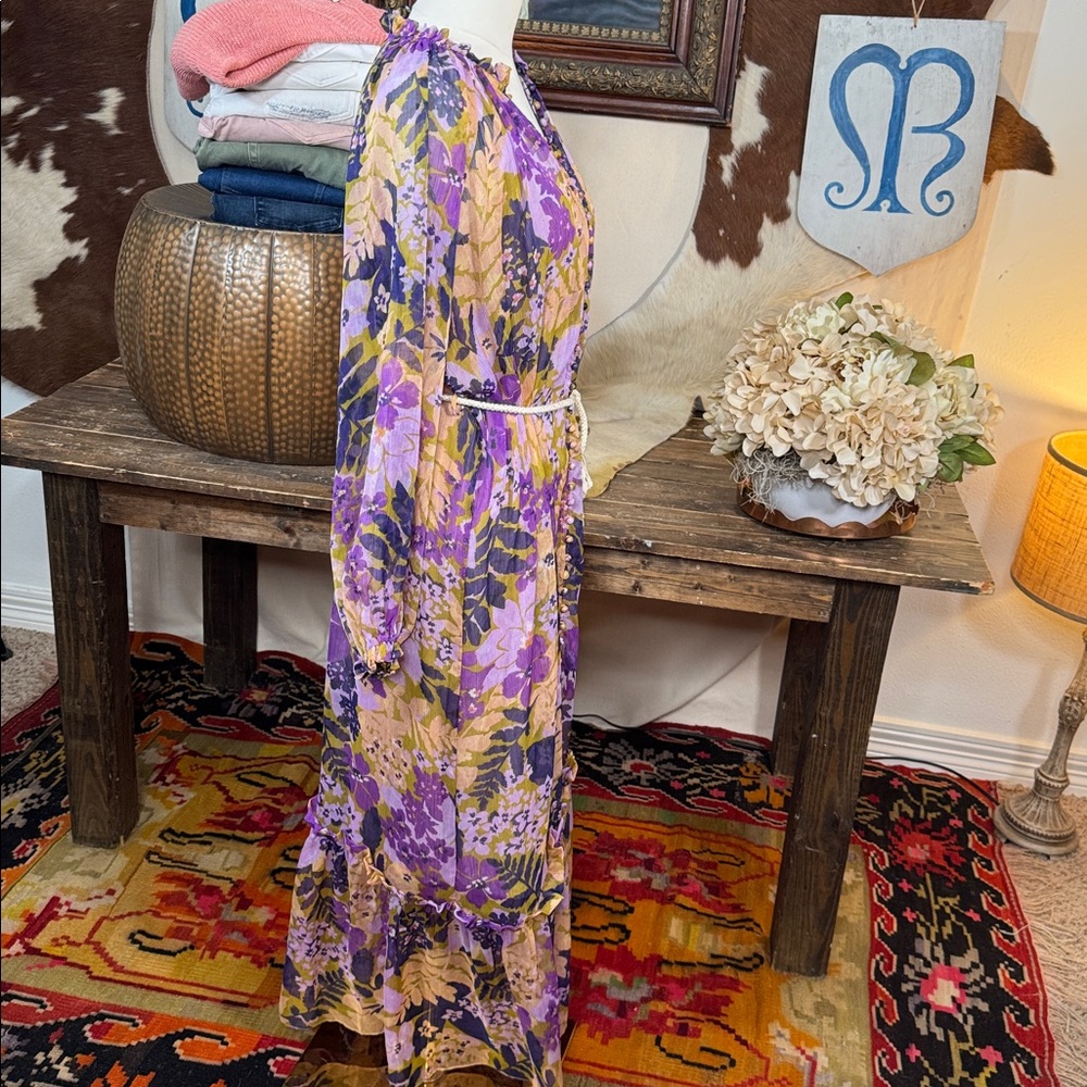 Vici Purple Floral Long Sleeve Dress - Picture 6 of 9